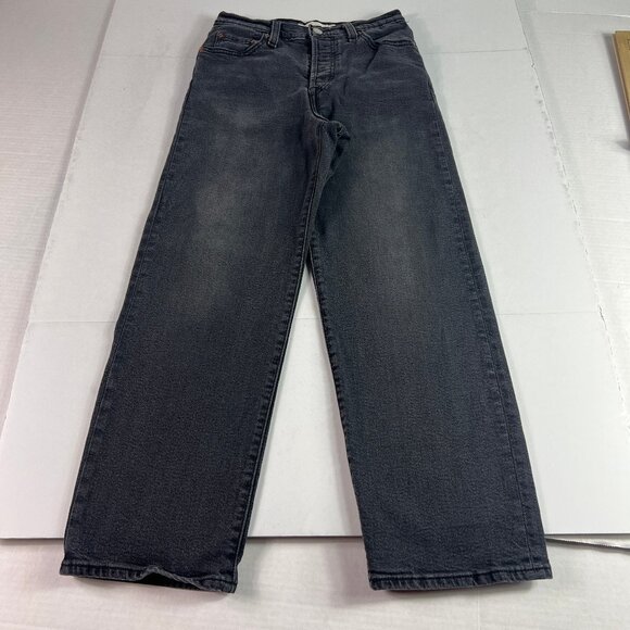 Levi's Jeans Women's 26x25* Ribcage High Rise Straight Ankle Black Denim Tag 26 - Picture 1 of 16